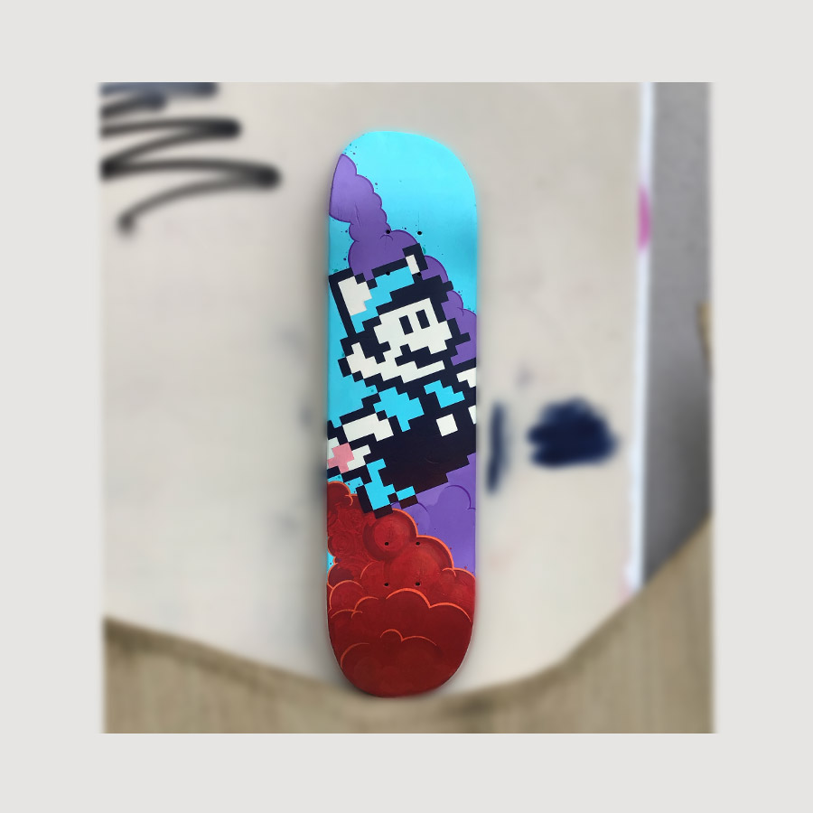 Customisation planche de skate Mario 1.C2 "Smokes" Violet et bleue