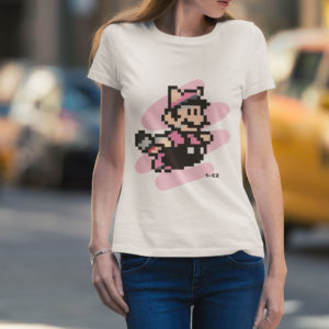 T-shirt Supa Mario Femme - Blanc - Rose_Black