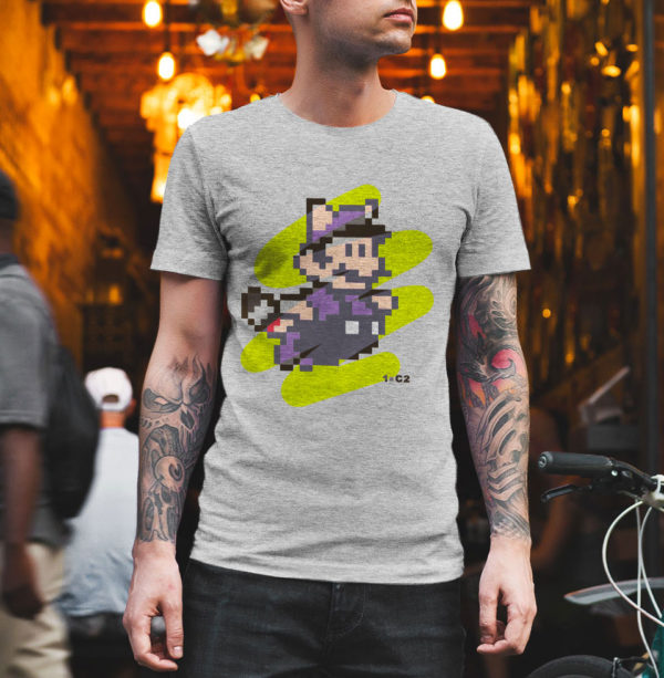 T-shirt Supa Mario Homme - Gris - Pomme_Purple