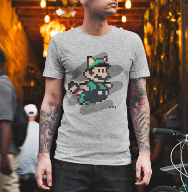 T-shirt Supa Mario Homme - Gris - Turquoise_Duck